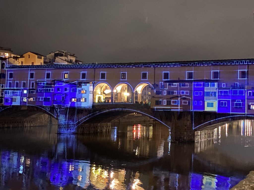 Multiproiezione con Dataton Watchout su Ponte Vecchio di Firenze a cura di Avuelle per F-Light Festival 2019