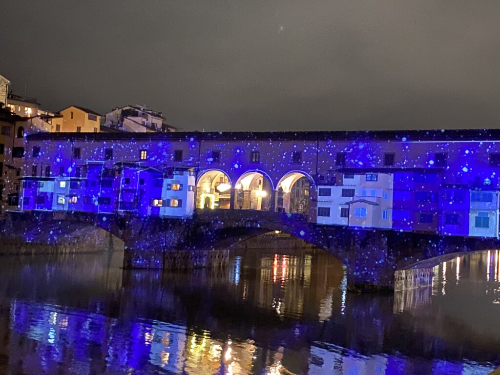 Multiproiezione con Dataton Watchout su Ponte Vecchio di Firenze a cura di Avuelle per F-Light Festival 2019