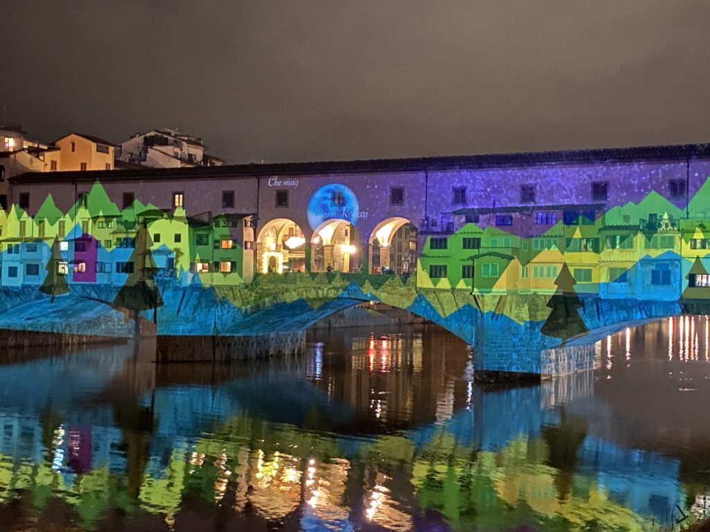 Multiproiezione con Dataton Watchout su Ponte Vecchio di Firenze a cura di Avuelle per F-Light Festival 2019