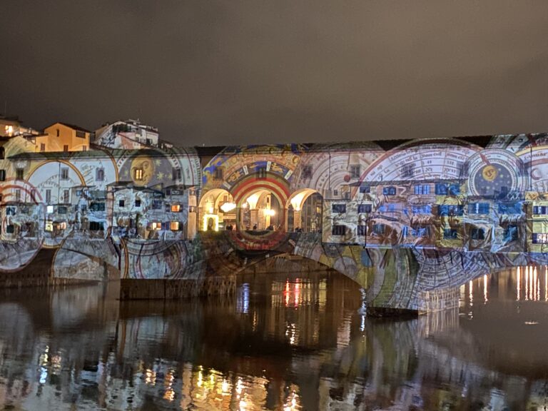 Multiproiezione con Dataton Watchout su Ponte Vecchio di Firenze a cura di Avuelle per F-Light Festival 2019